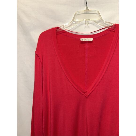 We The Free Womens XL Shirt Long Sleeve Hot Pink Oversize V Neck Athleisure - Picture 2 of 12